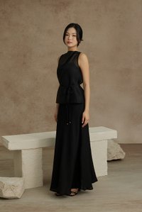 Athena Organza Overlay Camisole Maxi Dress in Classic Black