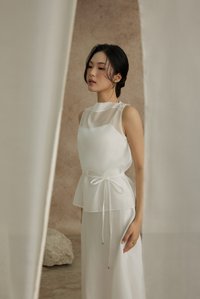 Athena Organza Overlay Camisole Maxi Dress in Iconic White