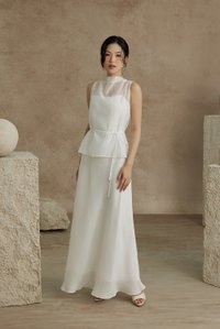 Athena Organza Overlay Camisole Maxi Dress in Iconic White