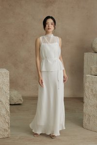 Athena Organza Overlay Camisole Maxi Dress in Iconic White