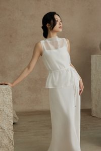 Athena Organza Overlay Camisole Maxi Dress in Iconic White