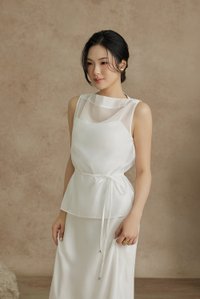 Athena Organza Overlay Camisole Maxi Dress in Iconic White