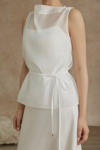 Athena Organza Overlay Camisole Maxi Dress in Iconic White