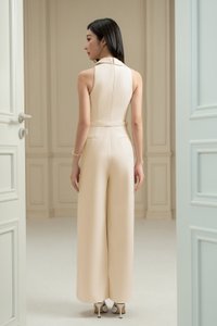 Aveline Tailored Wide Leg Jumpsuit in Cream