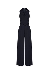 Aveline Tailored Wide Leg Jumpsuit in Midnight Blue