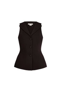 Cadena Tailored Peplum Top in Rich Espresso