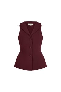 Cadena Tailored Peplum Top in Wine Red
