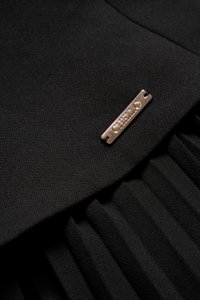 Cyrille Padded Peplum Pleated Dress in Classic Black
