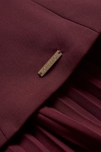 Cyrille Padded Peplum Pleated Dress in Wine Red