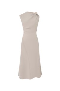 Iona Asymmetrical Shoulder Dress in Light Grey