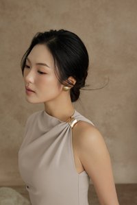 Iona Asymmetrical Shoulder Dress in Light Grey