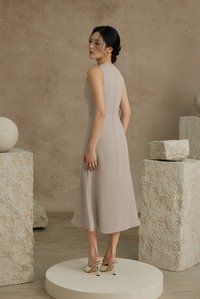 Iona Asymmetrical Shoulder Dress in Light Grey
