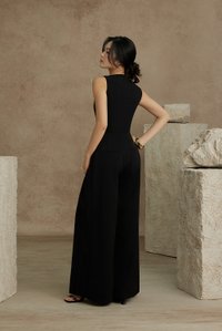 Isa Asymmetrical Shoulder Drape Top in Classic Black