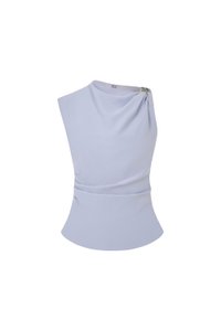Isa Asymmetrical Shoulder Drape Top in Powder Blue