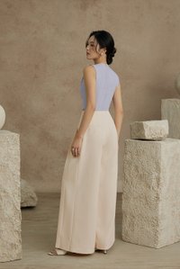 Isa Asymmetrical Shoulder Drape Top in Powder Blue