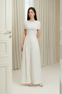 Monica Ruched Cape Jersey Top in Iconic White