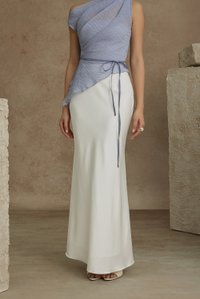 Nyla Satin Mermaid Skirt in Iconic White
