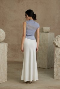 Nyla Satin Mermaid Skirt in Iconic White