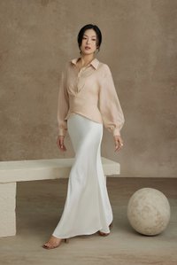 Nyla Satin Mermaid Skirt in Iconic White