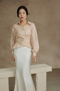 Nyla Satin Mermaid Skirt in Iconic White