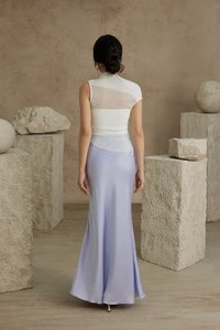 Nyla Satin Mermaid Skirt in Periwinkle Blue