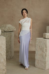 Nyla Satin Mermaid Skirt in Periwinkle Blue