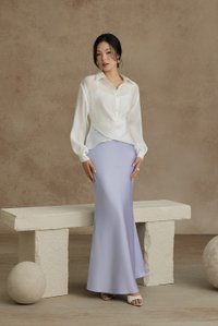 Nyla Satin Mermaid Skirt in Periwinkle Blue