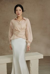 Philippa Front Wrap Shirt with Inner Camisole in Champagne