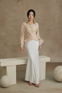 Philippa Front Wrap Shirt with Inner Camisole in Champagne
