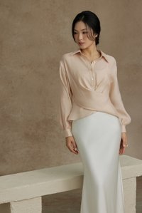 Philippa Front Wrap Shirt with Inner Camisole in Champagne