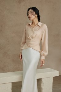 Philippa Front Wrap Shirt with Inner Camisole in Champagne