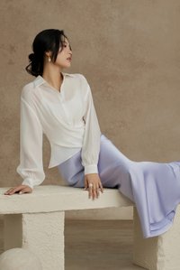 Philippa Front Wrap Shirt with Inner Camisole in Iconic White