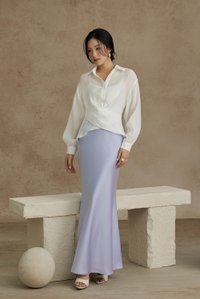 Philippa Front Wrap Shirt with Inner Camisole in Iconic White