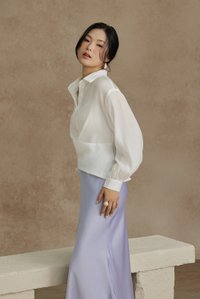 Philippa Front Wrap Shirt with Inner Camisole in Iconic White