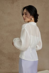 Philippa Front Wrap Shirt with Inner Camisole in Iconic White