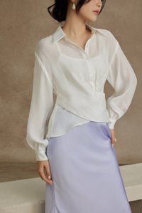 Philippa Front Wrap Shirt with Inner Camisole in Iconic White