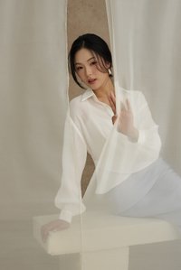 Philippa Front Wrap Shirt with Inner Camisole in Iconic White