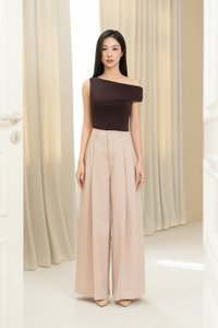 Winona Wide Leg Tailored Pants in Beige Pink