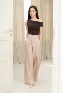 Winona Wide Leg Tailored Pants in Beige Pink