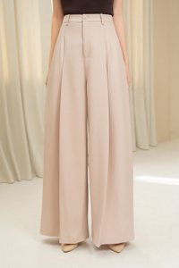 Winona Wide Leg Tailored Pants in Beige Pink