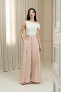 Winona Wide Leg Tailored Pants in Beige Pink