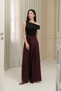 Winona Wide Leg Tailored Pants in Merlot