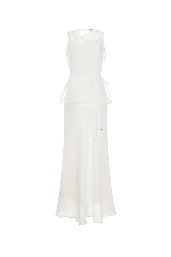 Athena Organza Overlay Camisole Maxi Dress in Iconic White