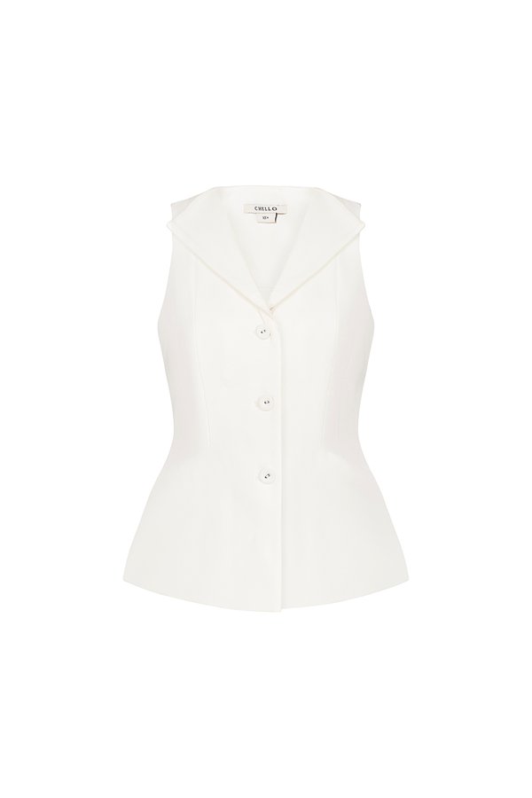 Cadena Tailored Peplum Top in Iconic White