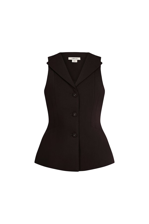Cadena Tailored Peplum Top in Rich Espresso