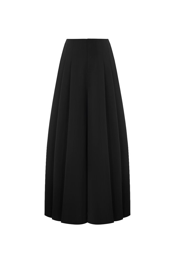 Deonna Wide Leg Pants With Pleats in Classic Black