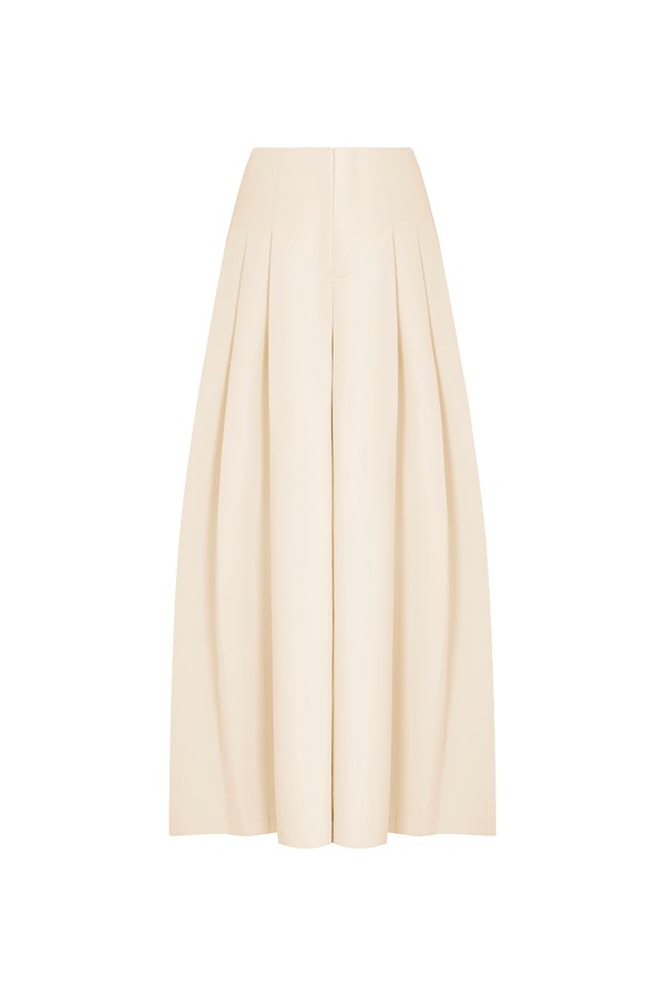 Deonna Wide Leg Pants With Pleats in Cream