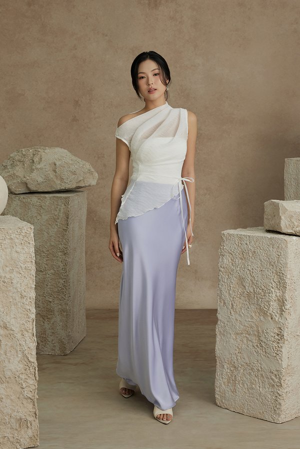 Nyla Satin Mermaid Skirt in Periwinkle Blue