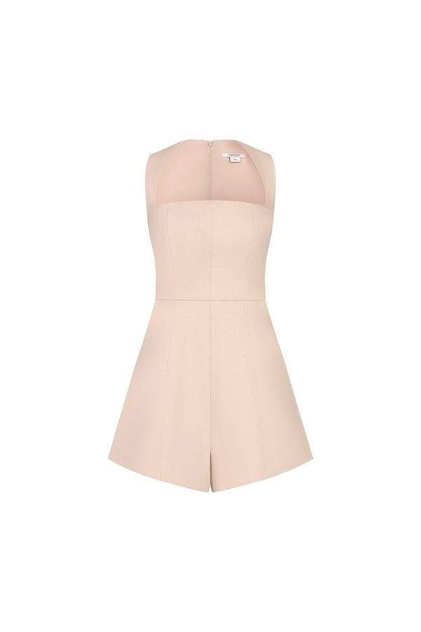 Sherlynne Padded Queen Anne Romper in Dusty Pink