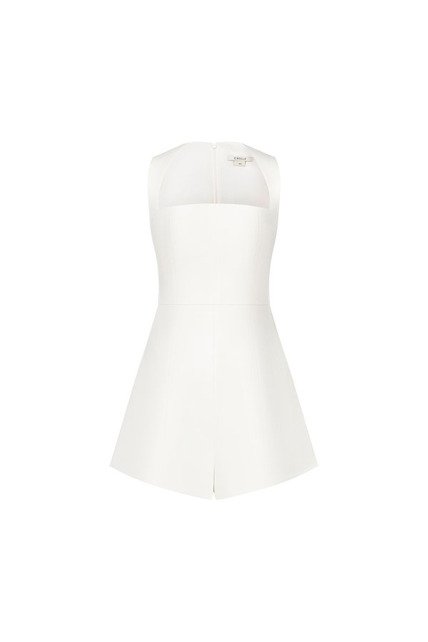 Sherlynne Padded Queen Anne Romper in Iconic White